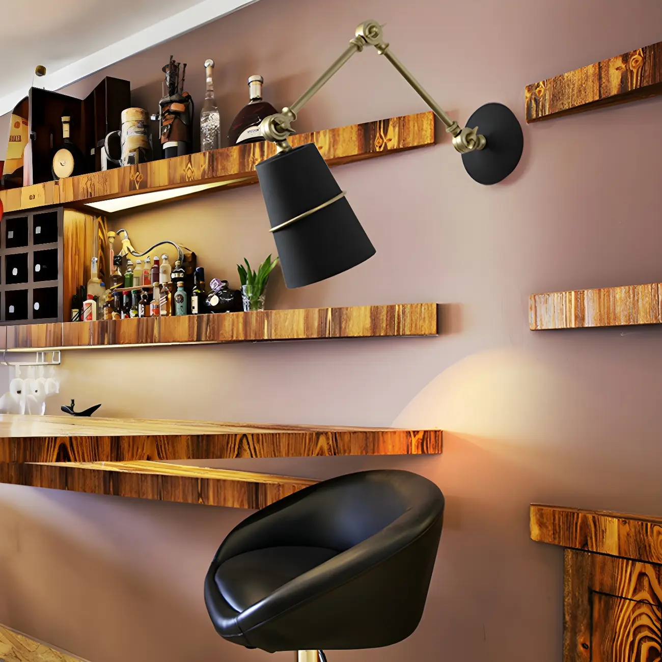  Metal Conical Black and Brass Swing Arm Wall Light Image - 3 | homeyfad