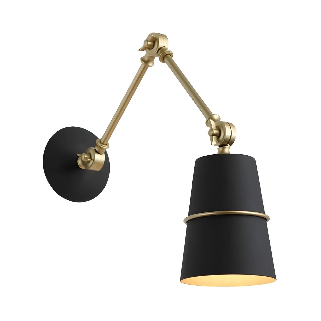  Metal Conical Black and Brass Swing Arm Wall Light Image - 7 | homeyfad