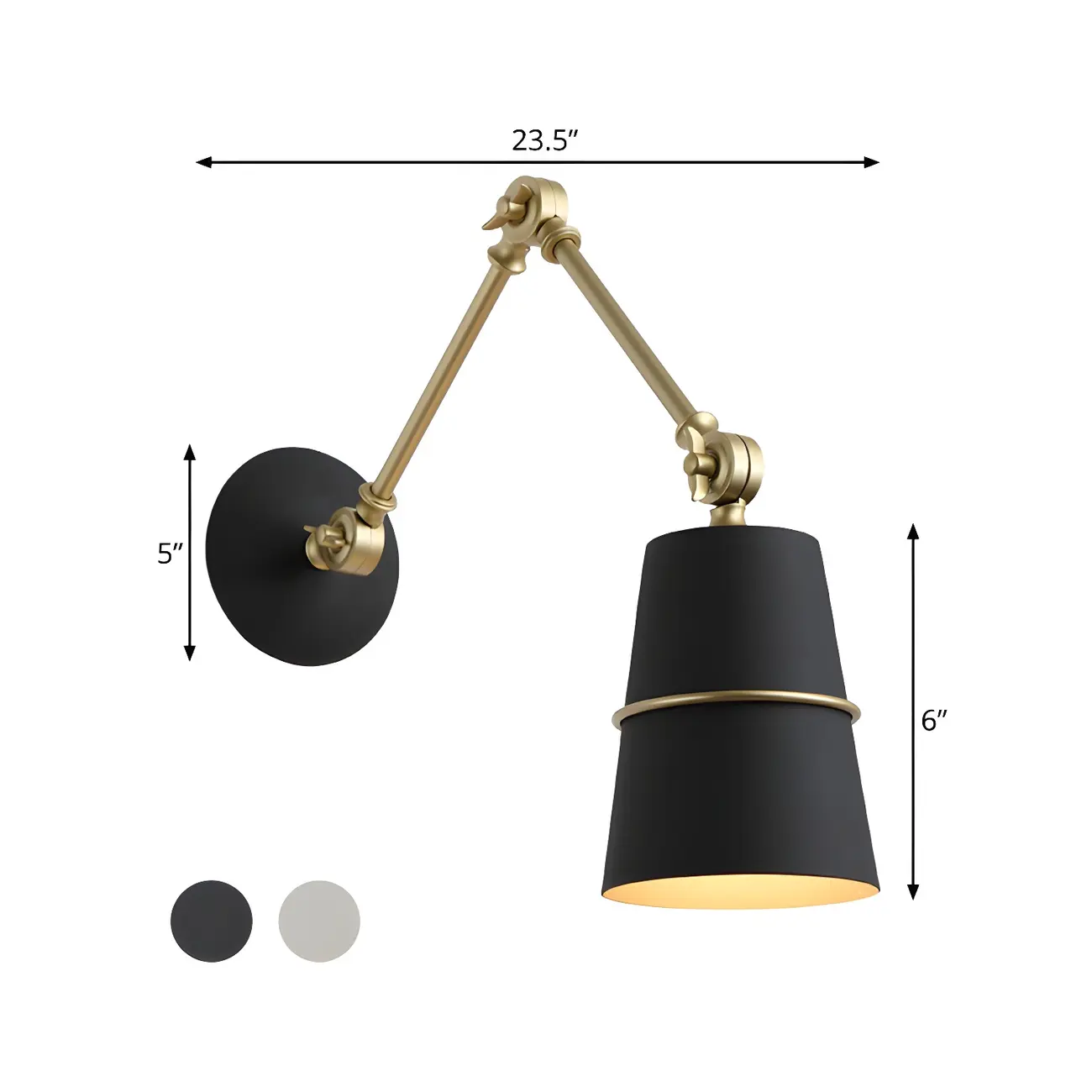  Metal Conical Black and Brass Swing Arm Wall Light Image - 8 | homeyfad