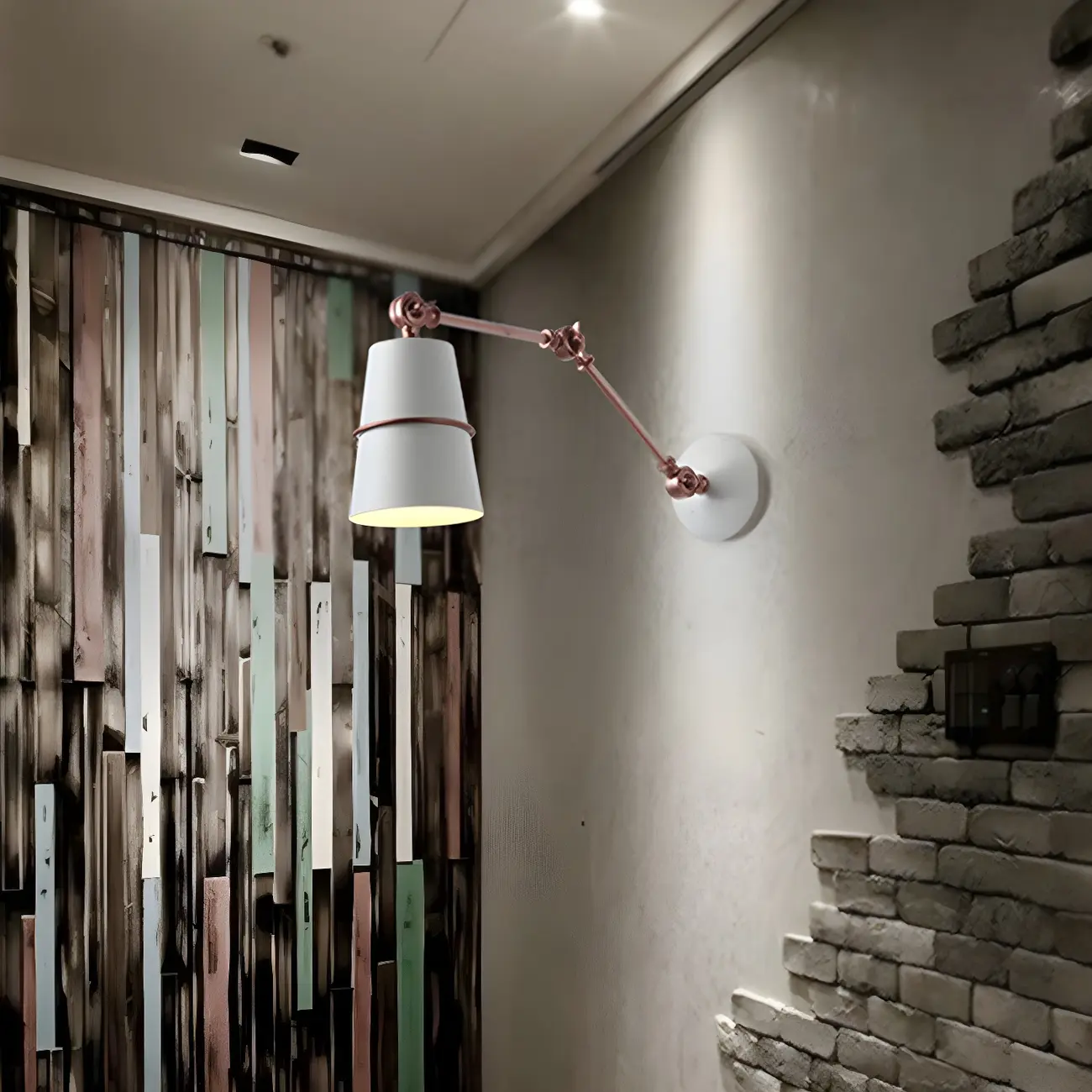  Metal Conical Black and Brass Swing Arm Wall Light Image - 4 | homeyfad