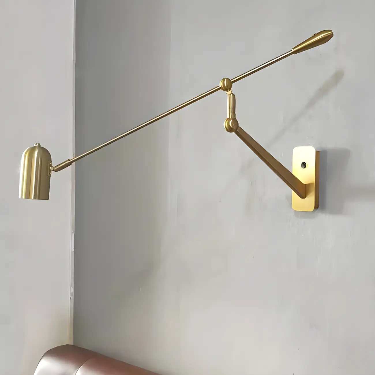 Gold Metal Cylinder Shade Swing Arm Wall Light Image - 1 | homeyfad