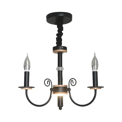 Traditional Rustic Black Metal Candle Chandelier Image - 5