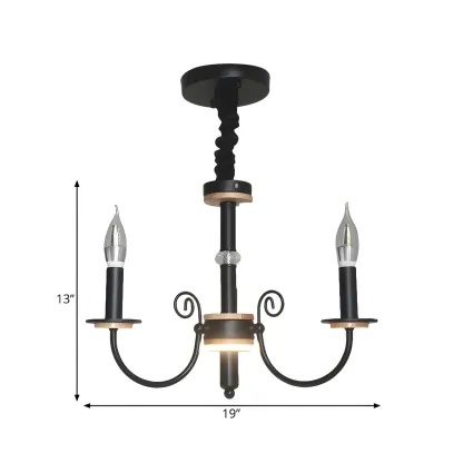 Traditional Rustic Black Metal Candle Chandelier Image - 7