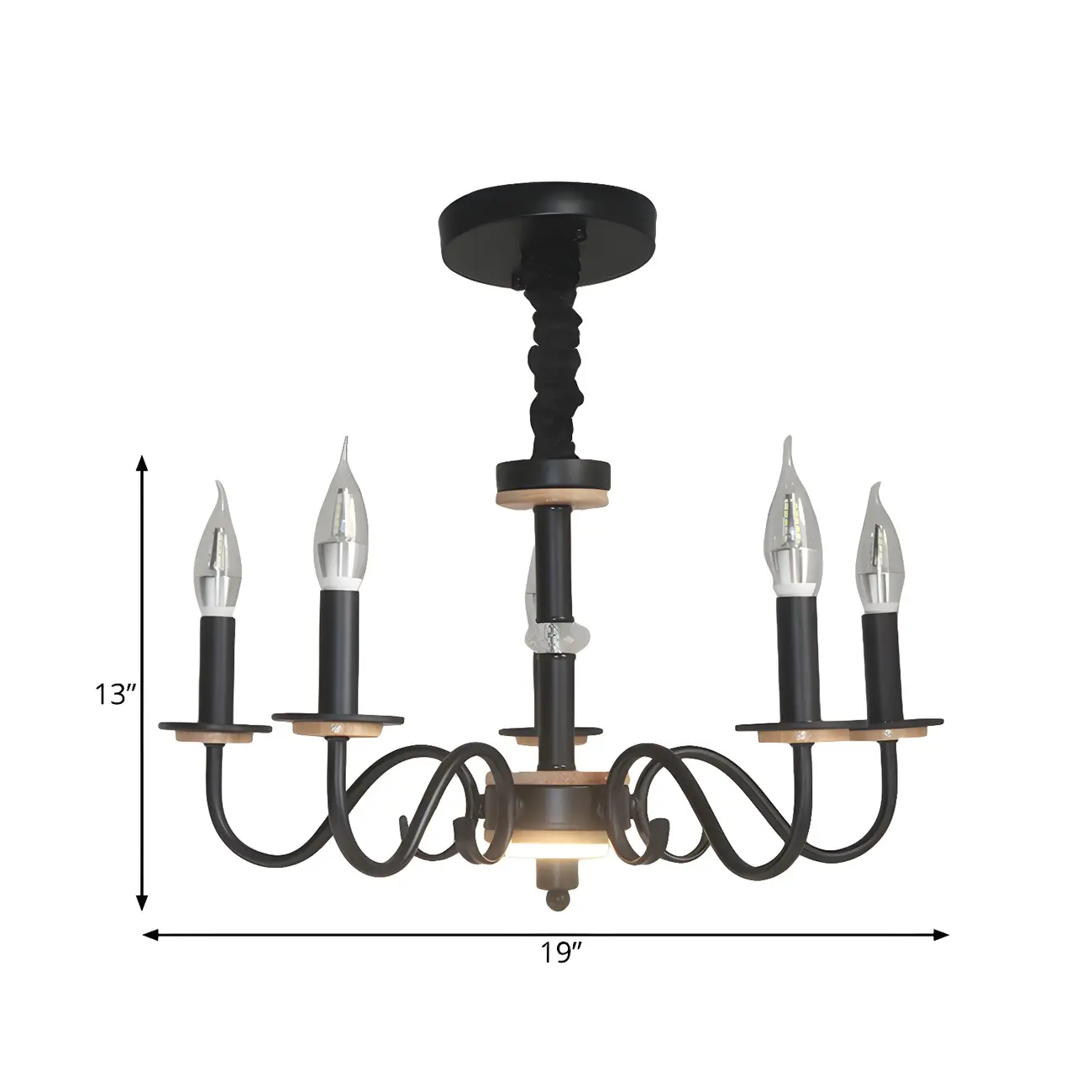 Traditional Rustic Black Metal Candle Chandelier Image - 8 | homeyfad
