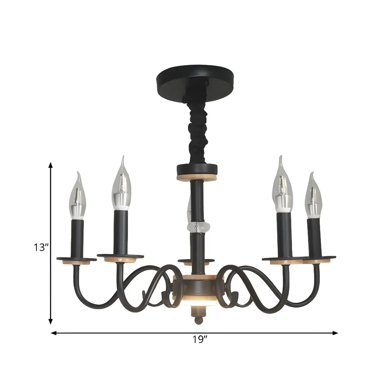 Traditional Rustic Black Metal Candle Chandelier Image - 8