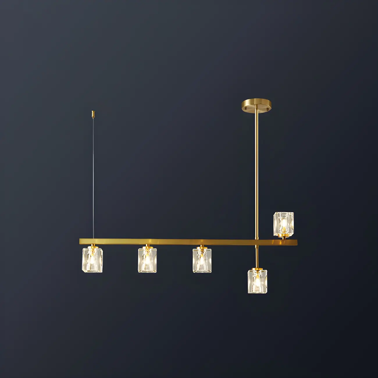 Geometric Gold Crystal Linear Island Pendant Light Image - 4 | homeyfad