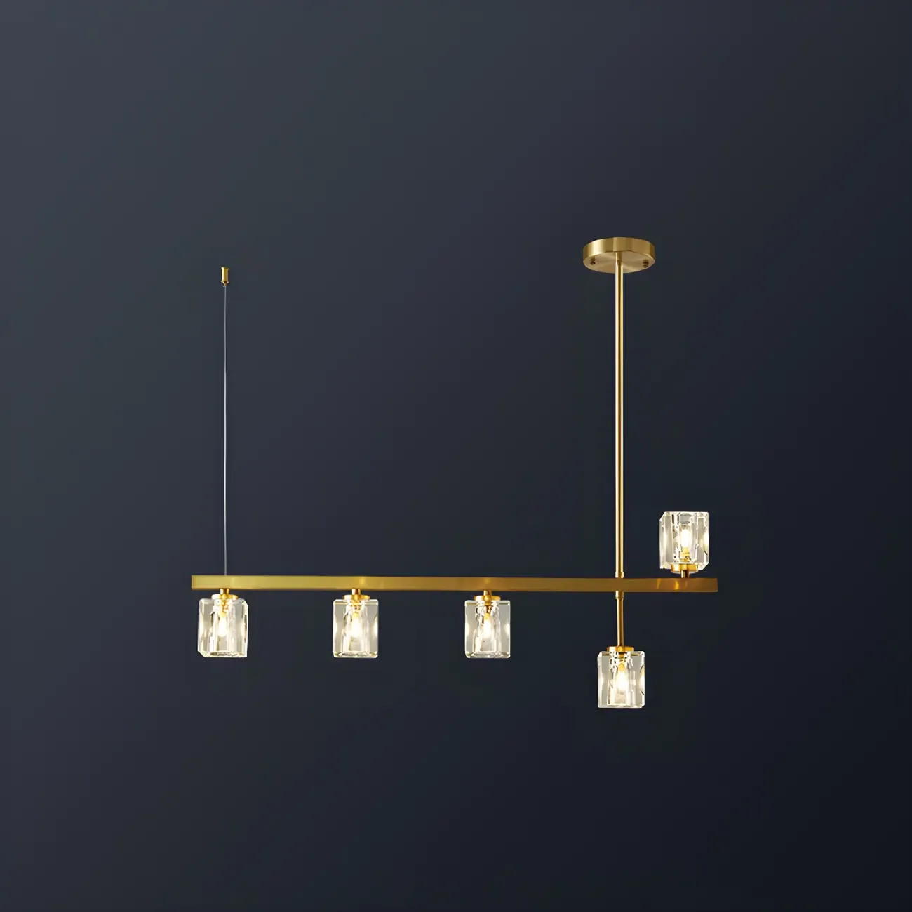 Geometric Gold Crystal Linear Island Pendant Light Image - 4