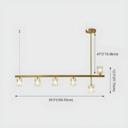 Geometric Gold Crystal Linear Island Pendant Light Image - 9