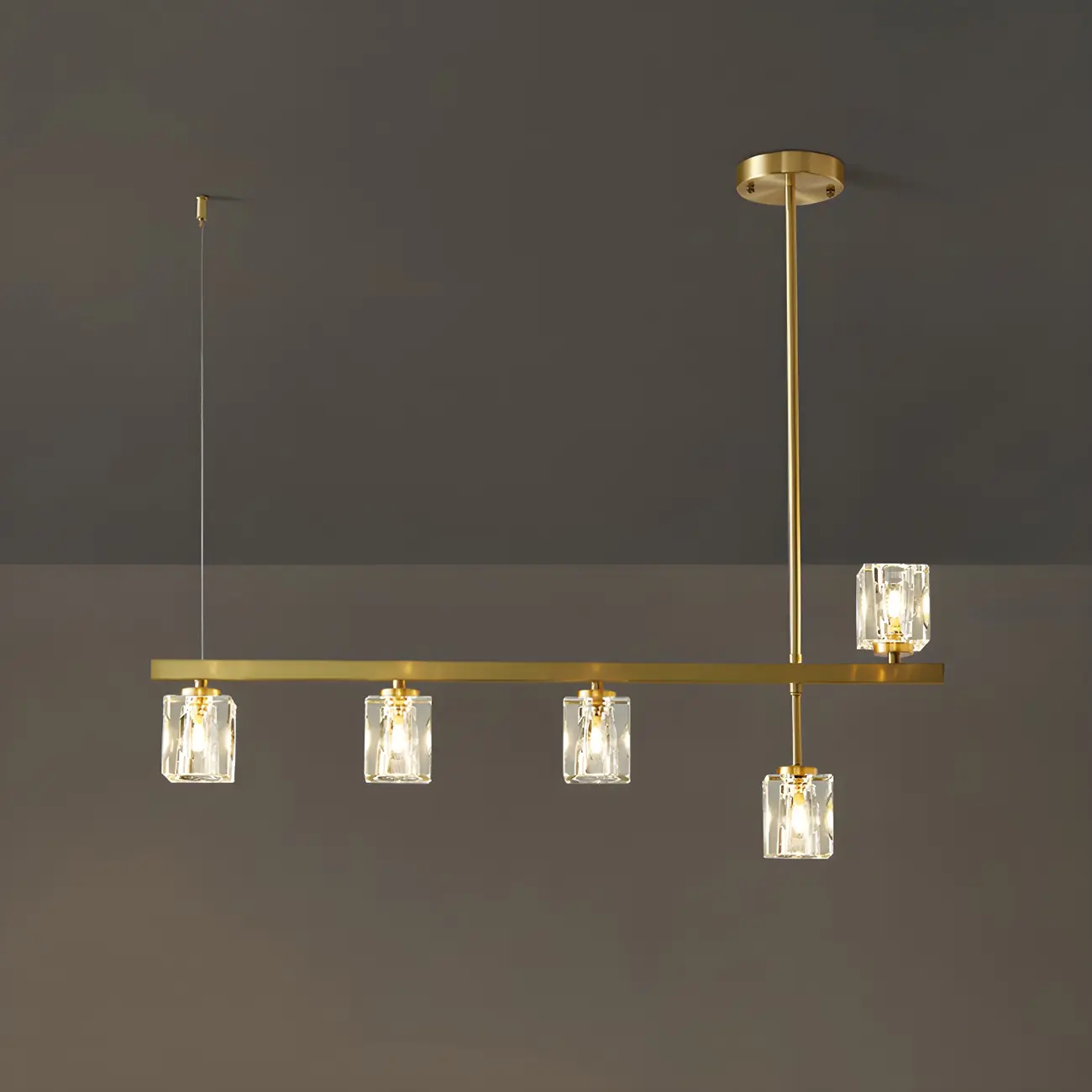 Geometric Gold Crystal Linear Island Pendant Light Image - 10 | homeyfad