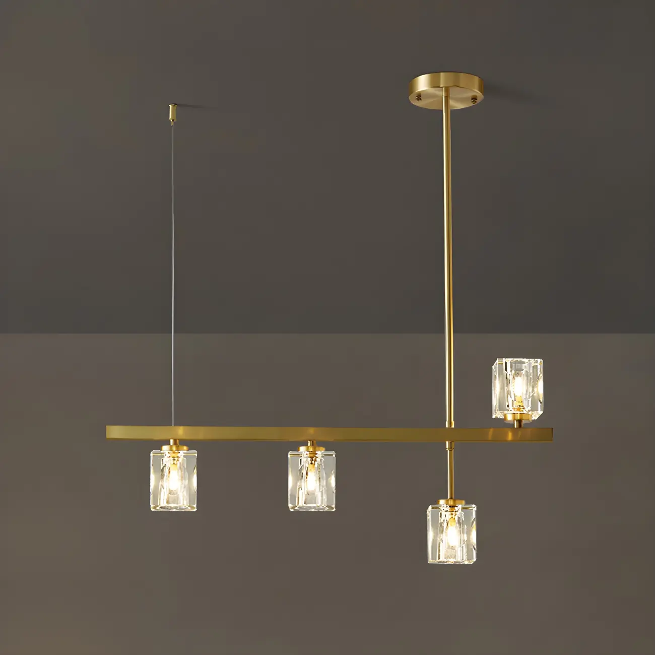 Geometric Gold Crystal Linear Island Pendant Light Image - 11 | homeyfad