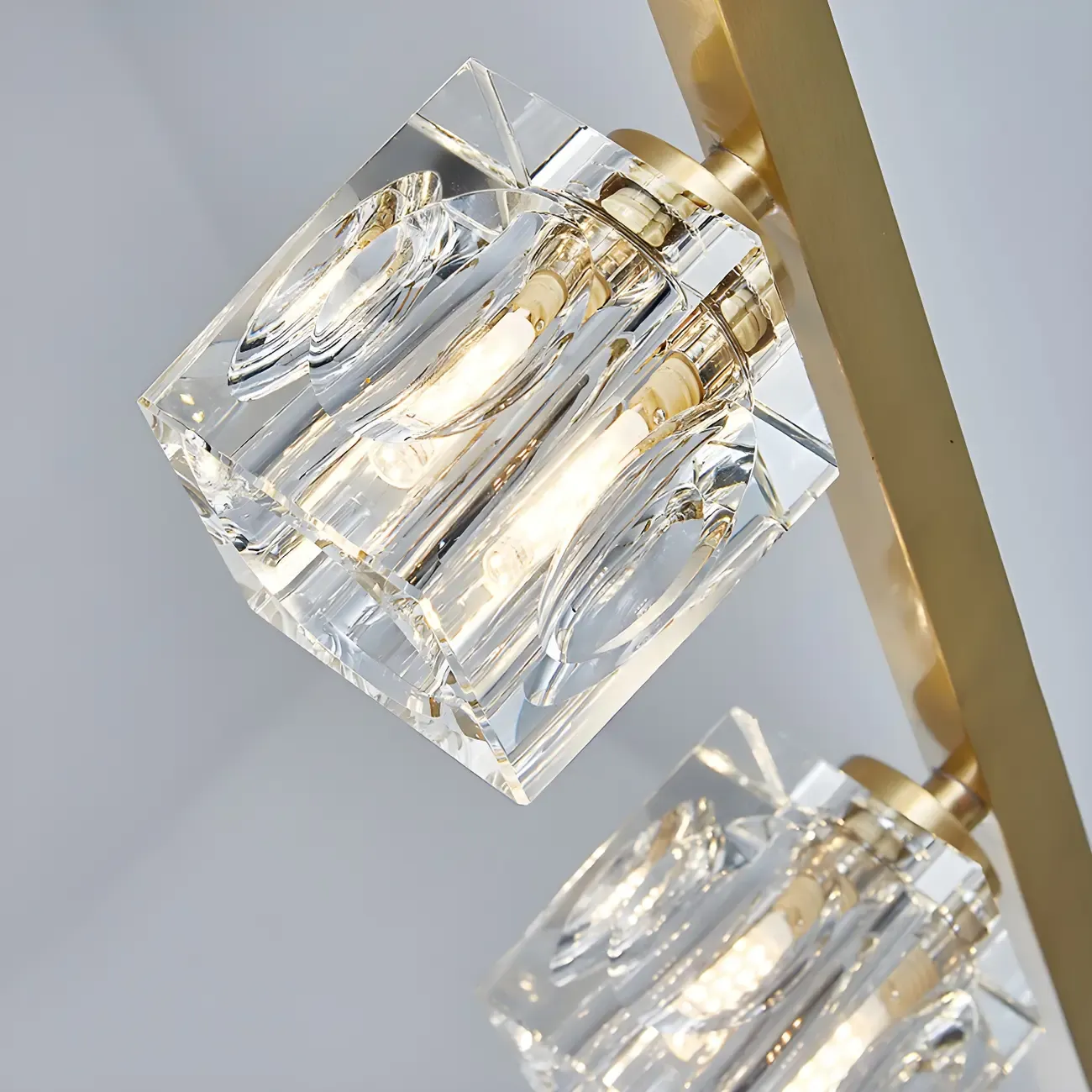Geometric Gold Crystal Linear Island Pendant Light Image - 12