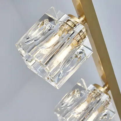 Geometric Gold Crystal Linear Island Pendant Light Image - 12