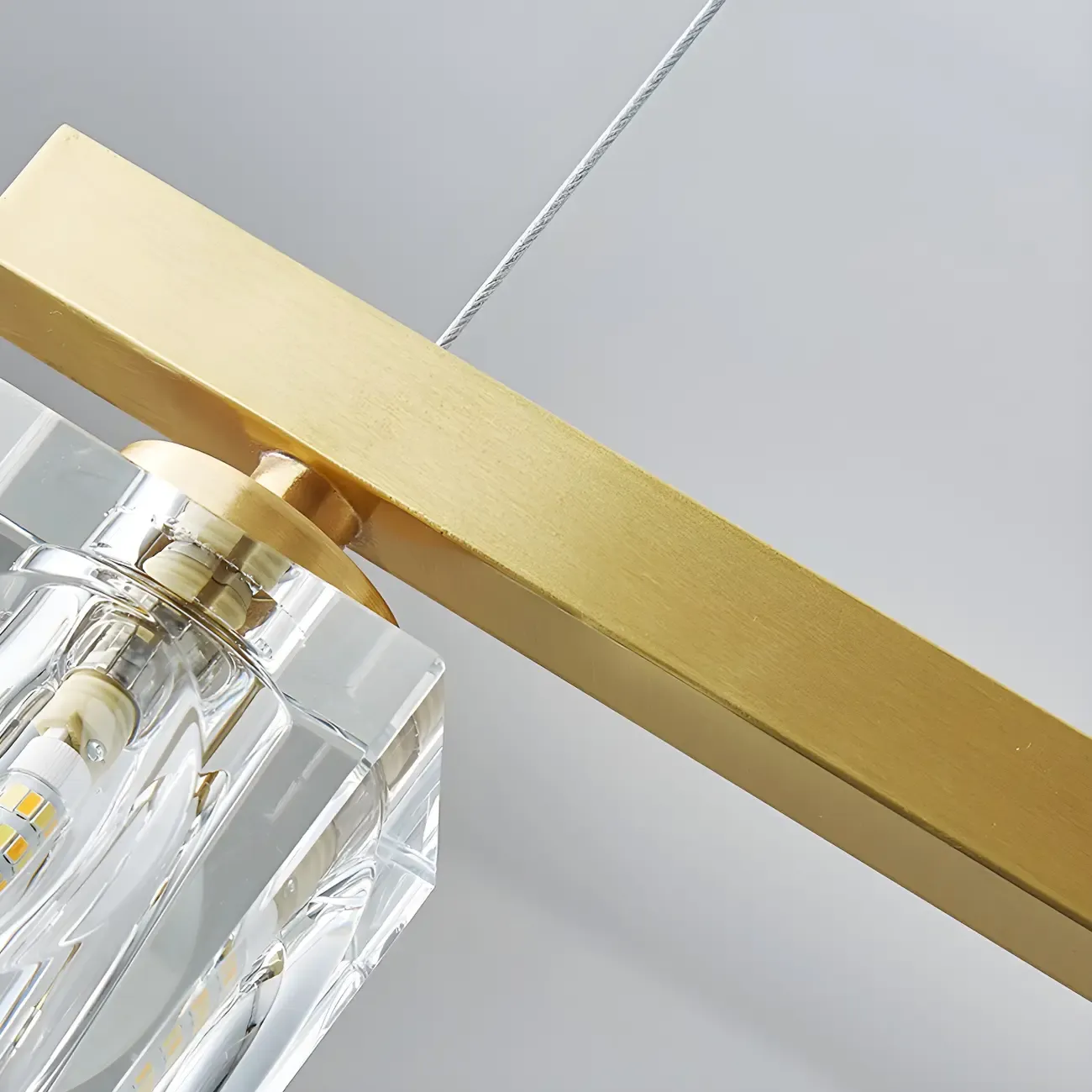 Geometric Gold Crystal Linear Island Pendant Light Image - 13