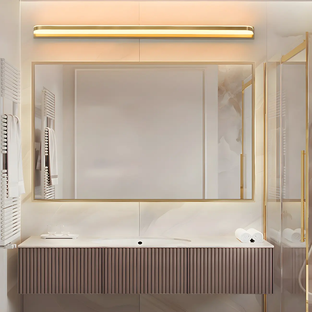 Modern Copper Linear Vanity Light with LED Bulbs for Bathroom Image - 1 | homeyfad