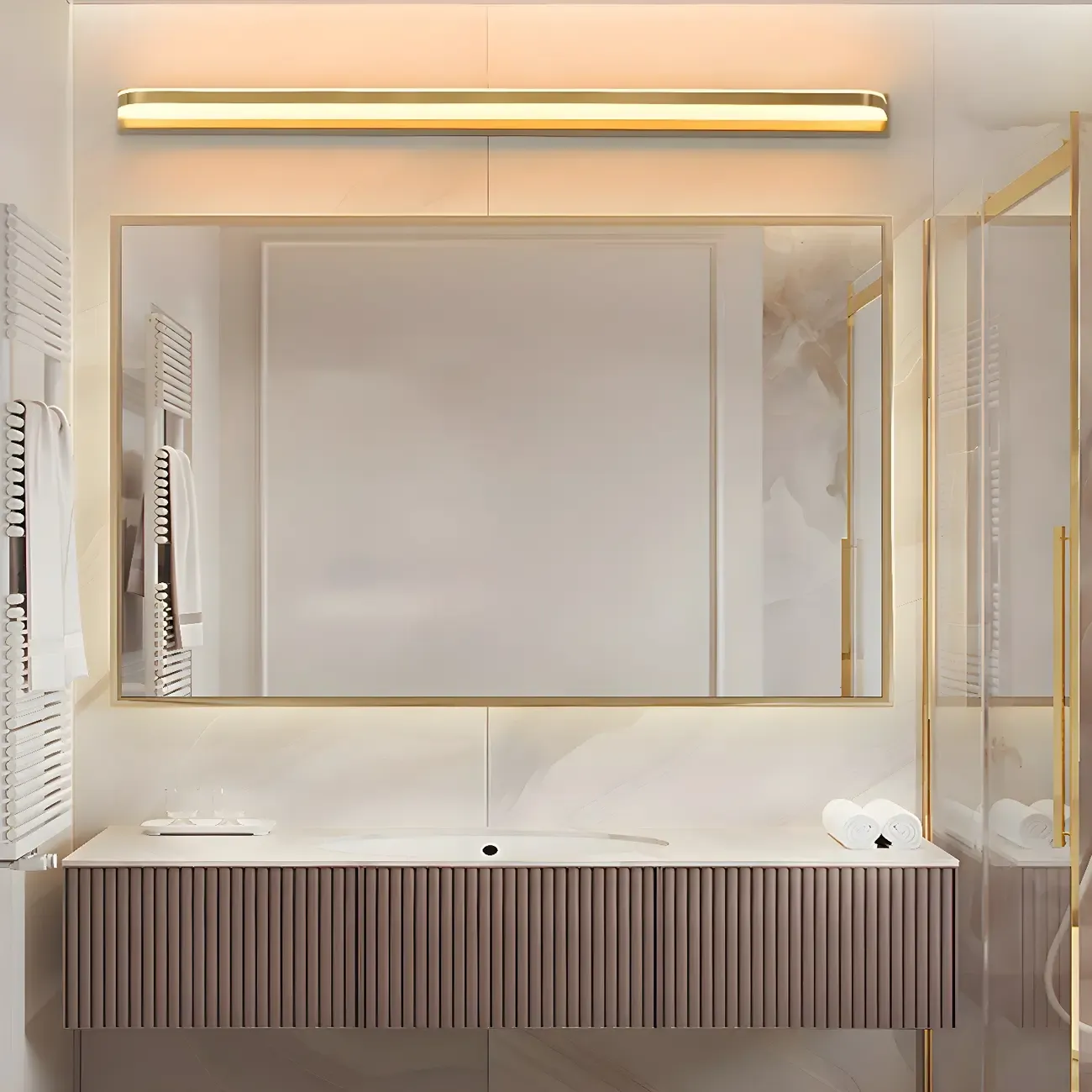 Modern Copper Linear Vanity Light with LED Bulbs for Bathroom Image - 1
