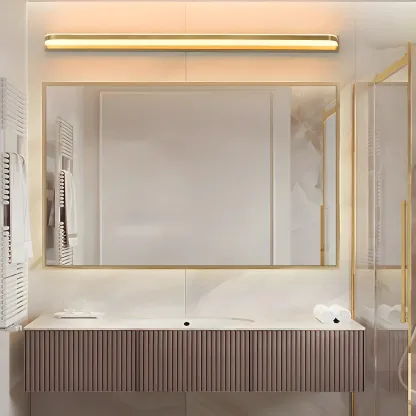 Modern Copper Linear Vanity Light with LED Bulbs for Bathroom Image - 1