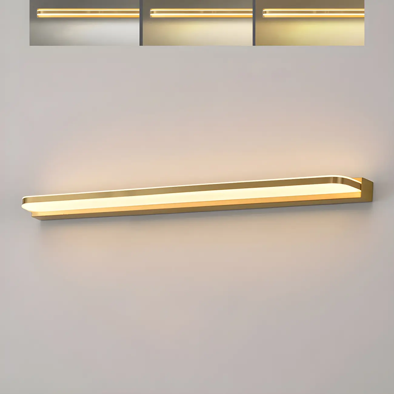 Modern Copper Linear Vanity Light with LED Bulbs for Bathroom Image - 4 | homeyfad