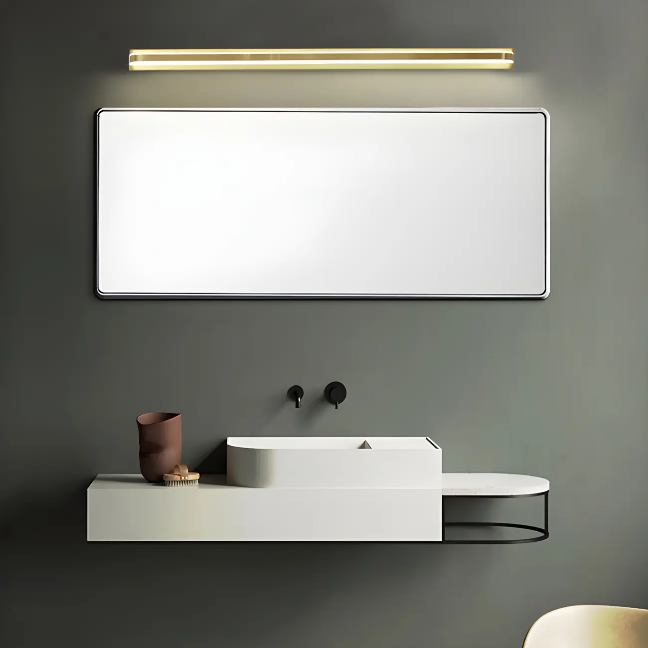 Modern Copper Linear Vanity Light with LED Bulbs for Bathroom Image - 8 | homeyfad