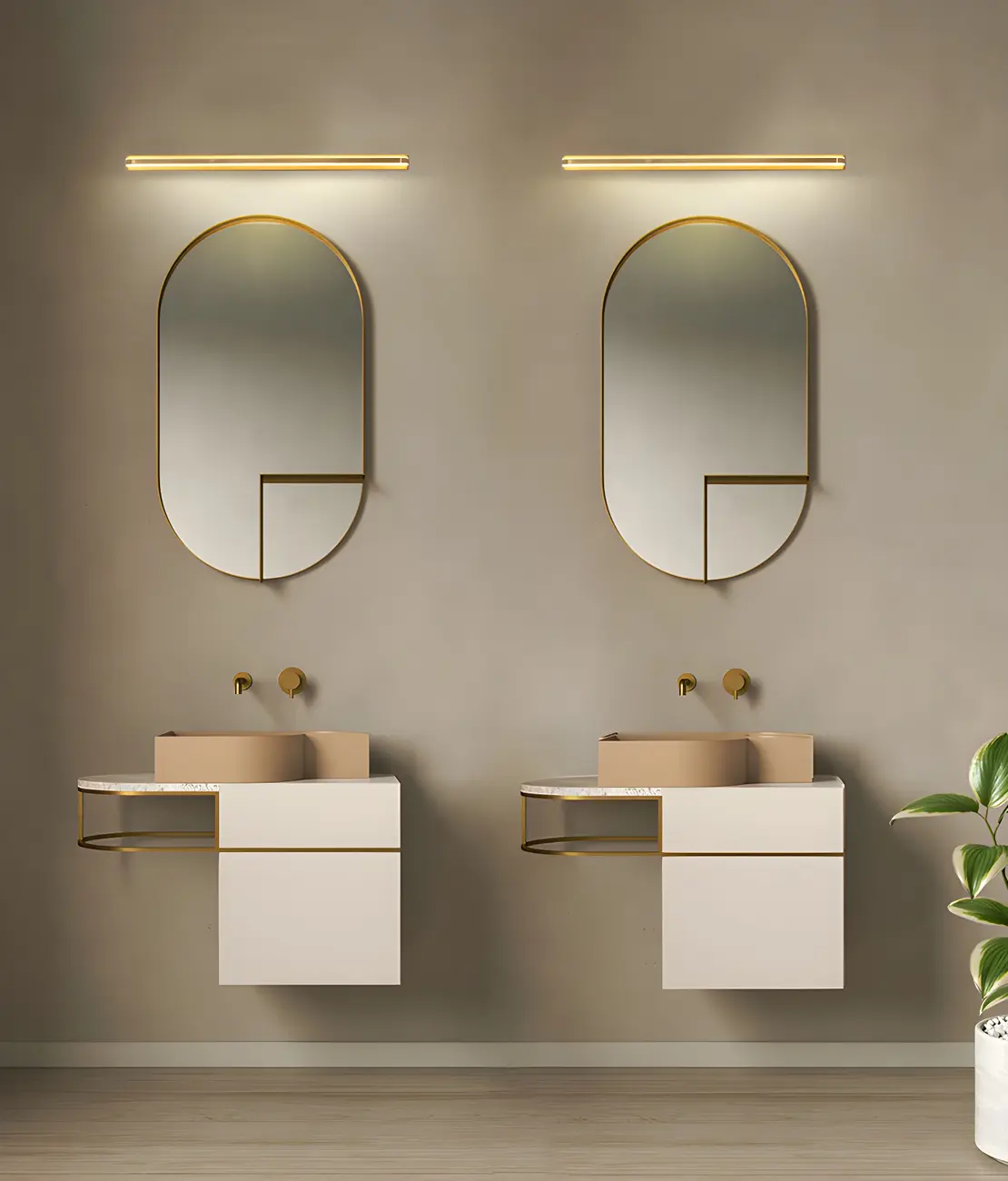 Modern Copper Linear Vanity Light with LED Bulbs for Bathroom Image - 14 | homeyfad