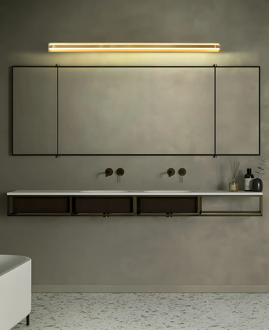 Modern Copper Linear Vanity Light with LED Bulbs for Bathroom Image - 15 | homeyfad