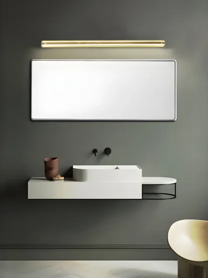 Modern Copper Linear Vanity Light with LED Bulbs for Bathroom Image - 17