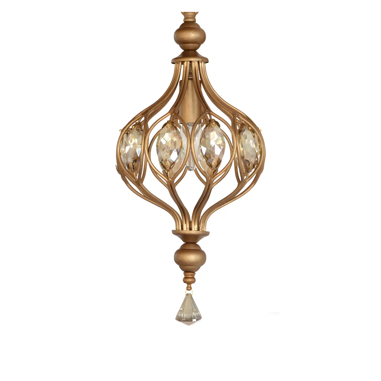 Traditional Globe Gold Caged Hanging Pendant Light for Hallway Image - 4 | homeyfad