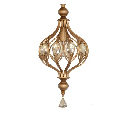 Traditional Globe Gold Caged Hanging Pendant Light for Hallway Image - 4