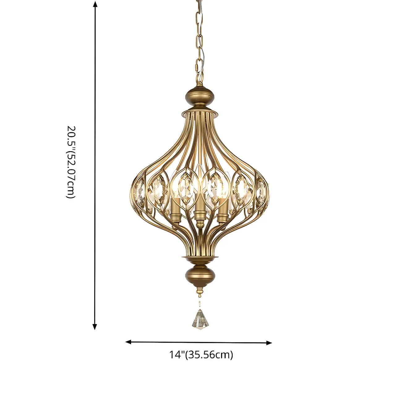 Traditional Globe Gold Caged Hanging Pendant Light for Hallway Image - 7