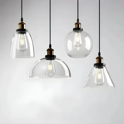 Industrial Geometric Stylish Clear Glass Kitchen Pendant Light