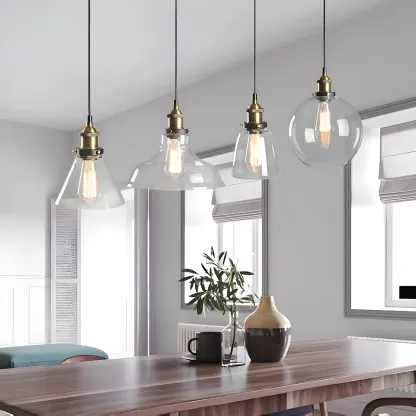 Industrial Geometric Stylish Clear Glass Kitchen Pendant Light