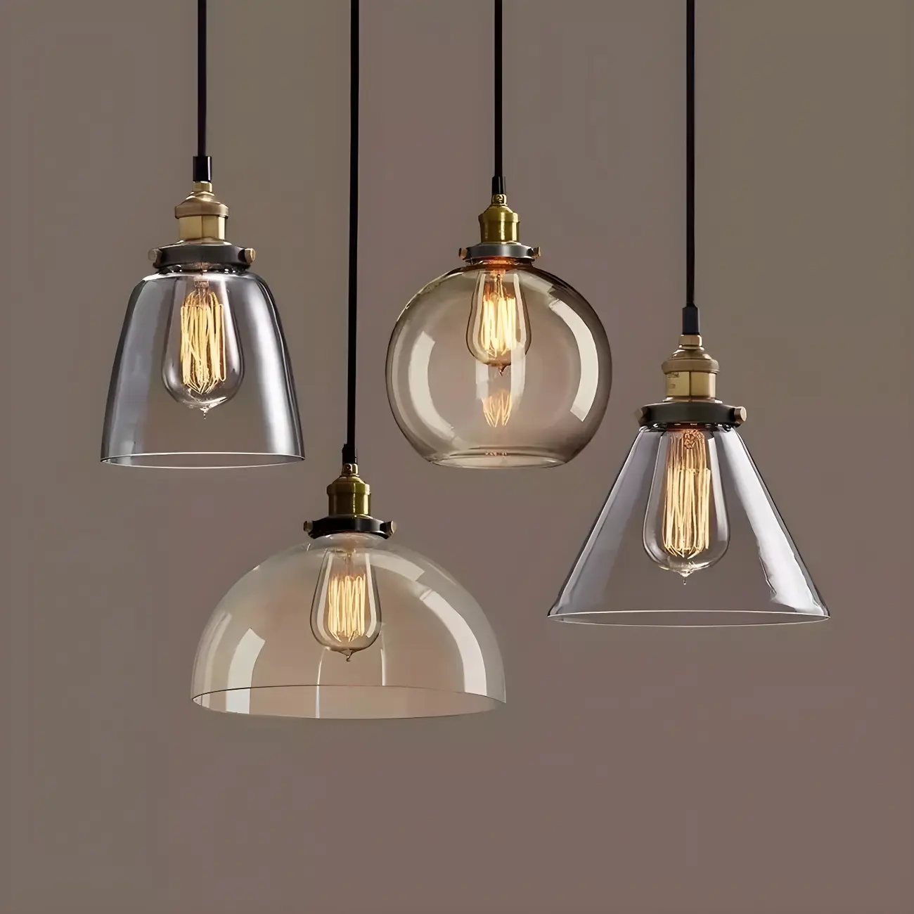 Industrial Geometric Stylish Clear Glass Kitchen Pendant Light | homeyfad