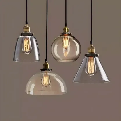 Industrial Geometric Stylish Clear Glass Kitchen Pendant Light