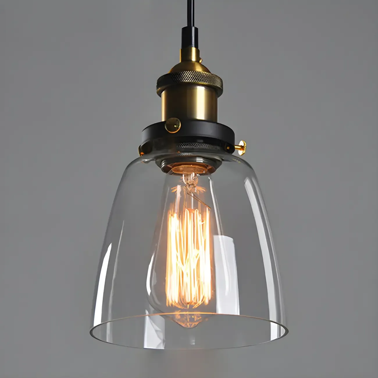 Industrial Geometric Stylish Clear Glass Kitchen Pendant Light