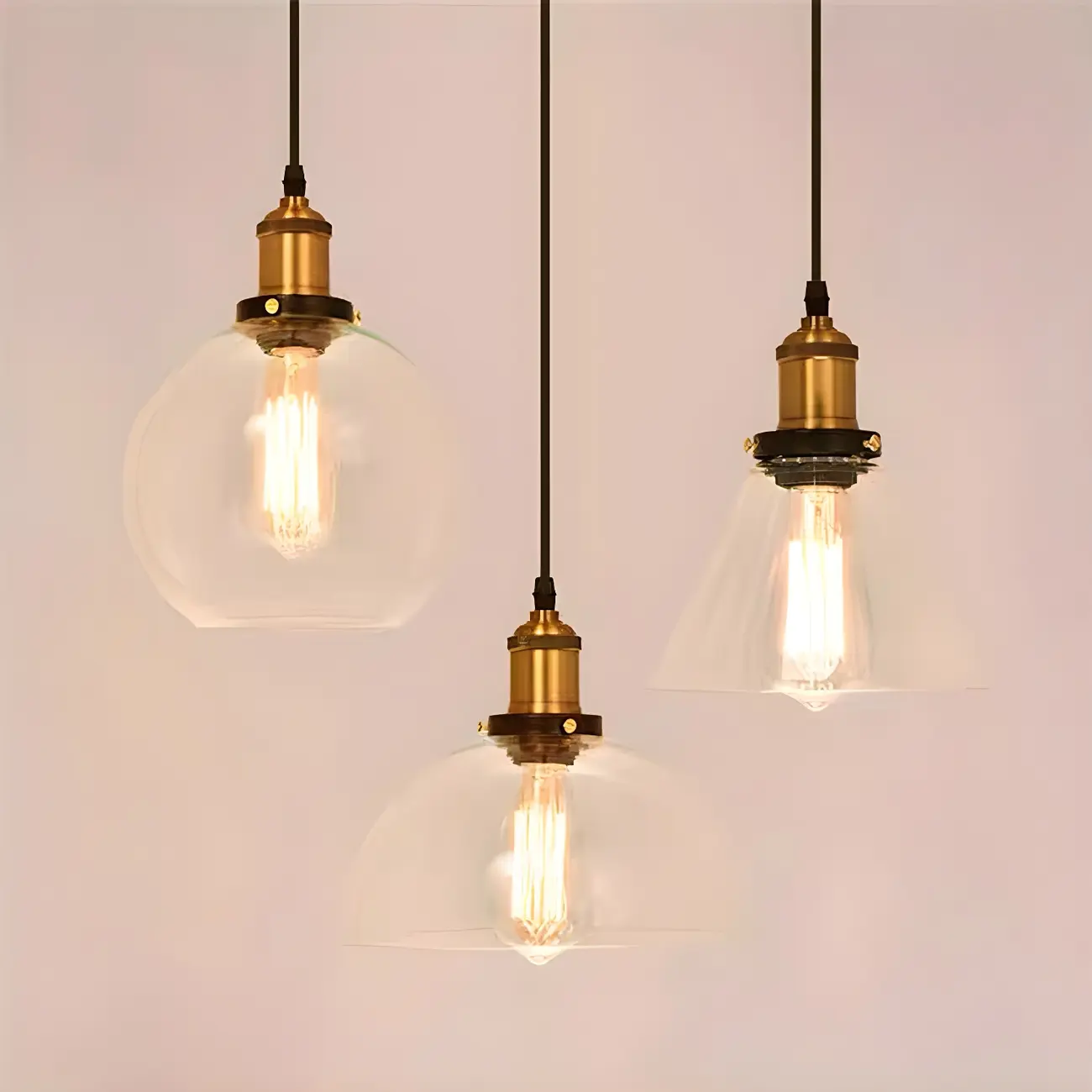 Industrial Geometric Stylish Clear Glass Kitchen Pendant Light | homeyfad