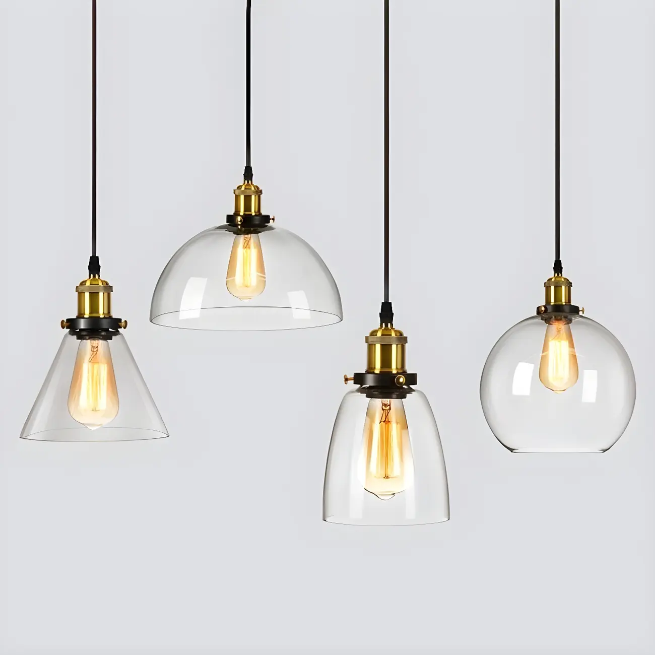 Industrial Geometric Stylish Clear Glass Kitchen Pendant Light | homeyfad