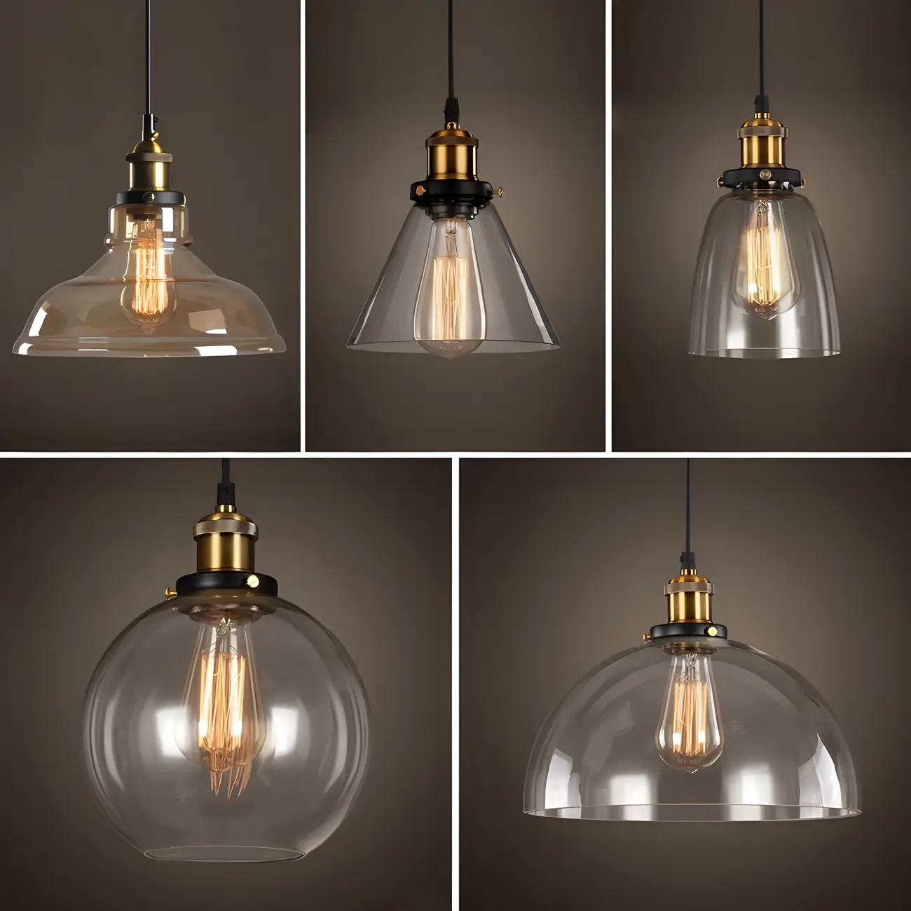 Industrial Geometric Stylish Clear Glass Kitchen Pendant Light | homeyfad