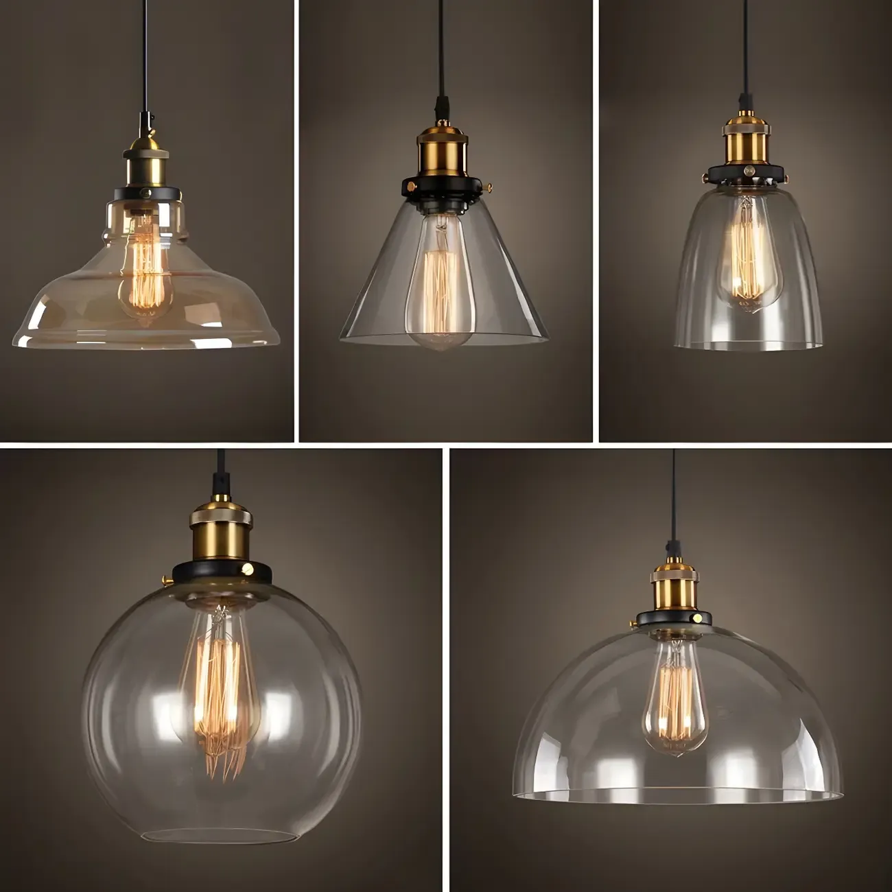 Industrial Geometric Stylish Clear Glass Kitchen Pendant Light