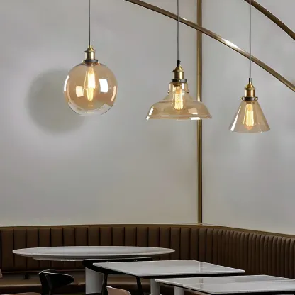 Industrial Geometric Stylish Clear Glass Kitchen Pendant Light
