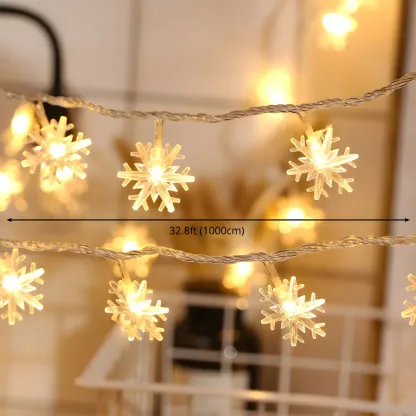 Battery Snowflake LED Warm White String Light Image - 6