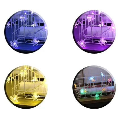 Battery Snowflake LED Warm White String Light Image - 12