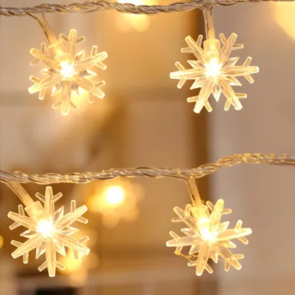 Battery Snowflake LED Warm White String Light Image - 7