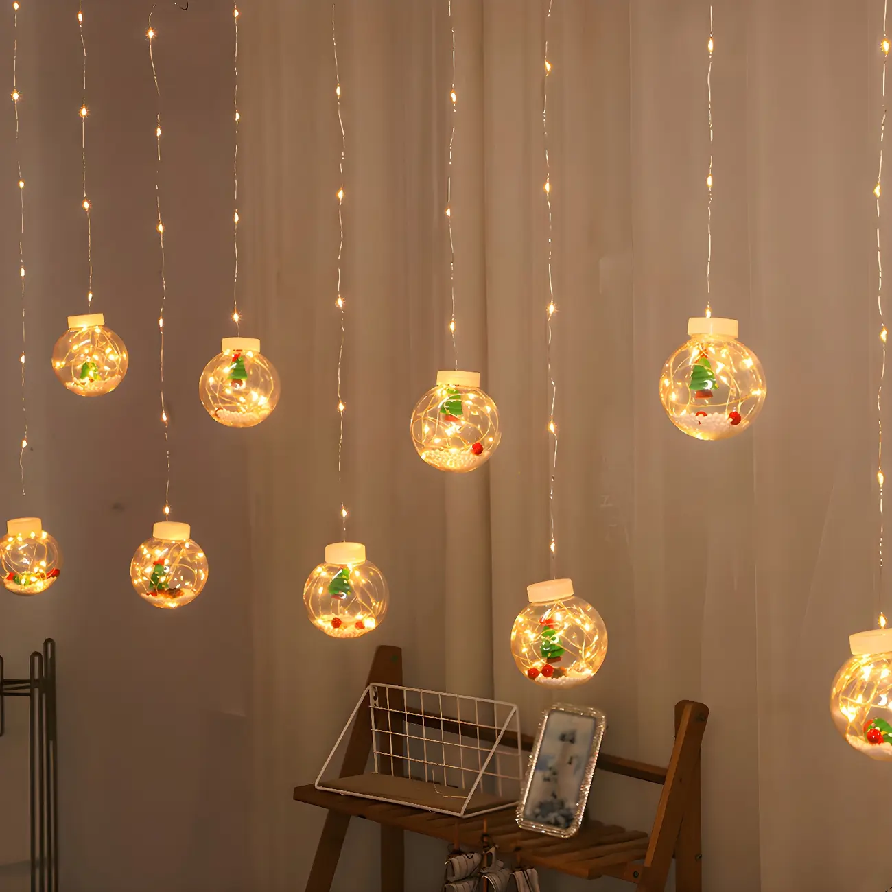 Nordic Wishing Ball Plastic 12-Light String Lamp Image - 1 | homeyfad