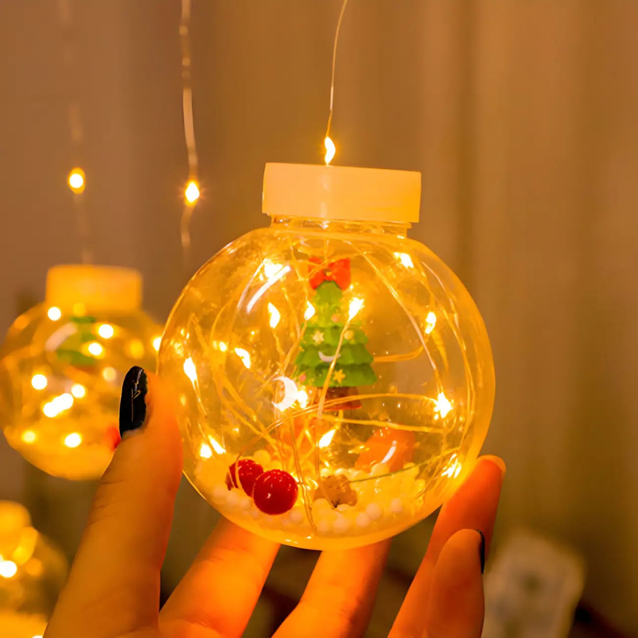 Nordic Wishing Ball Plastic 12-Light String Lamp Image - 2 | homeyfad
