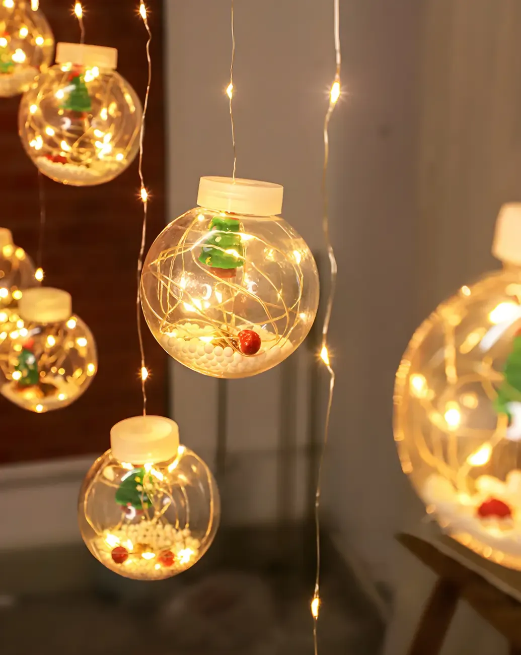 Nordic Wishing Ball Plastic 12-Light String Lamp Image - 13