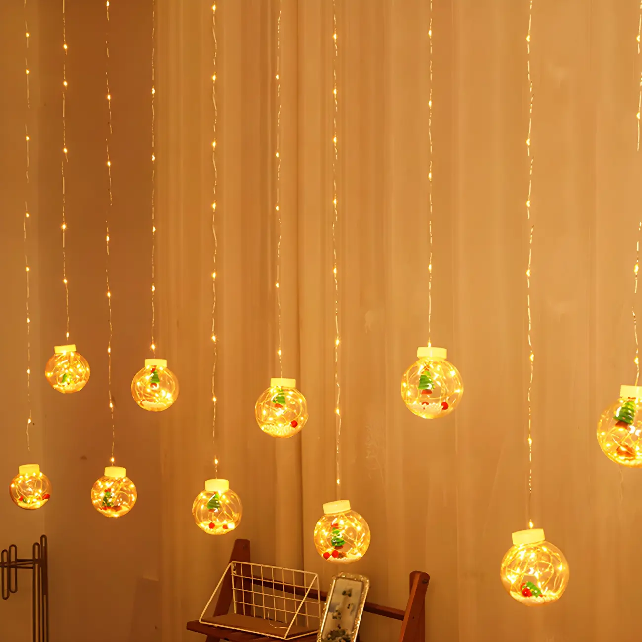 Nordic Wishing Ball Plastic 12-Light String Lamp Image - 15 | homeyfad