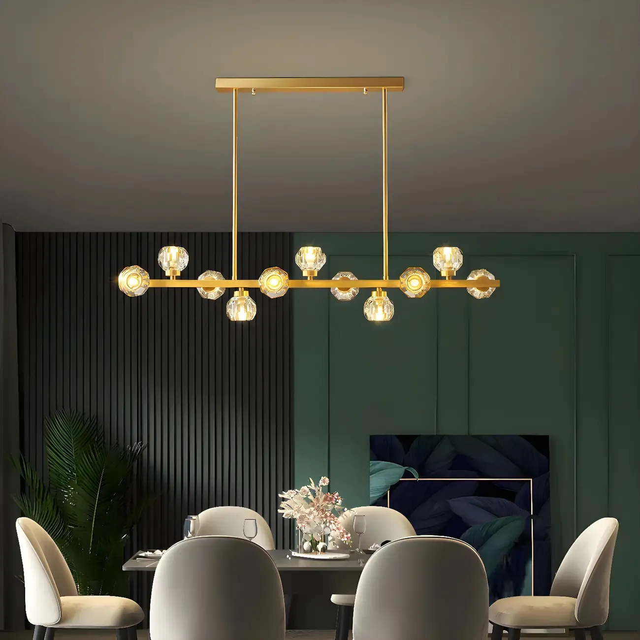 Modern Gold Crystal Chandelier for Kitchen Island Image - 1