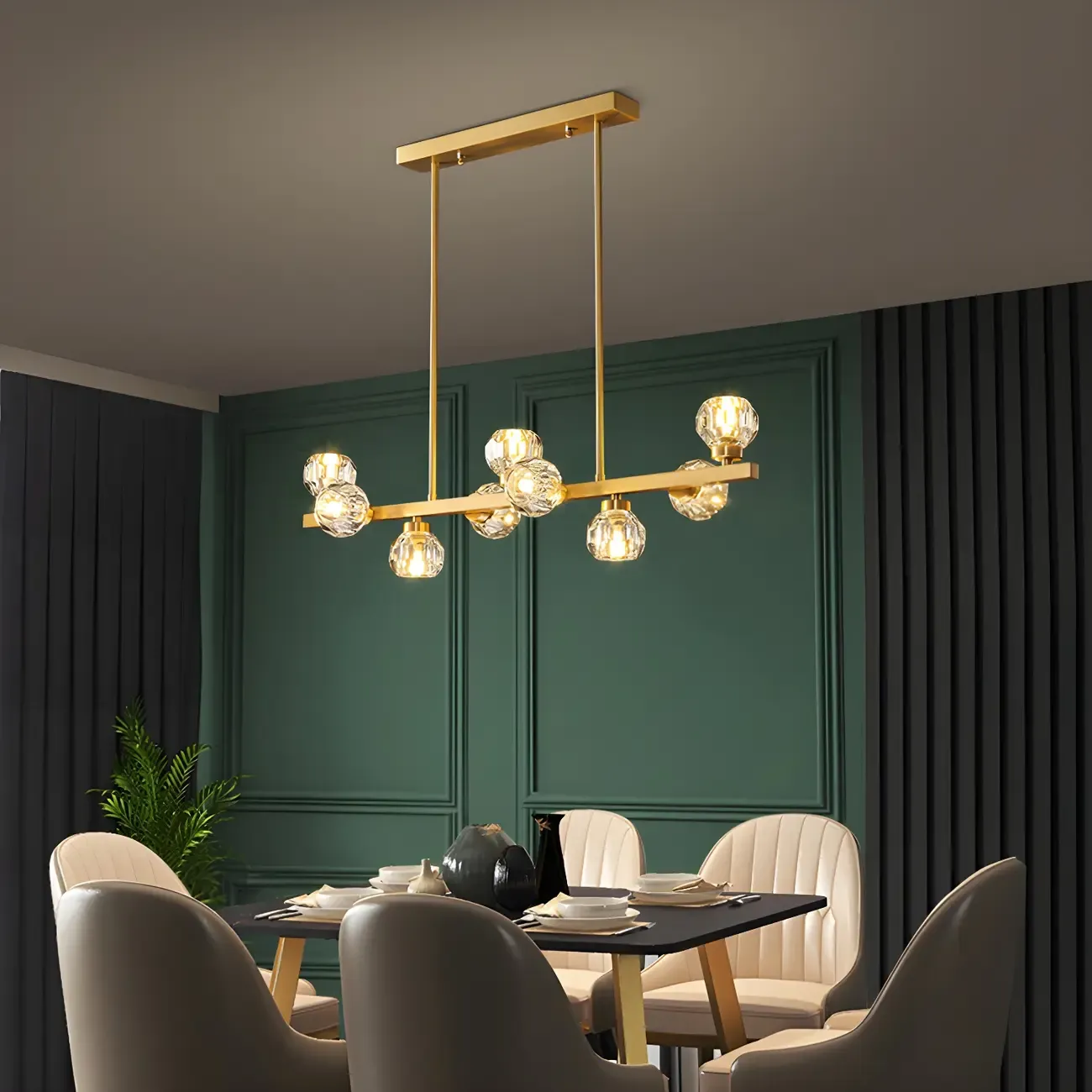 Modern Gold Crystal Chandelier for Kitchen Island Image - 6