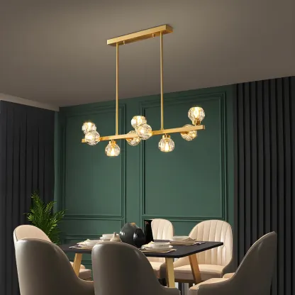 Modern Gold Crystal Chandelier for Kitchen Island Image - 6