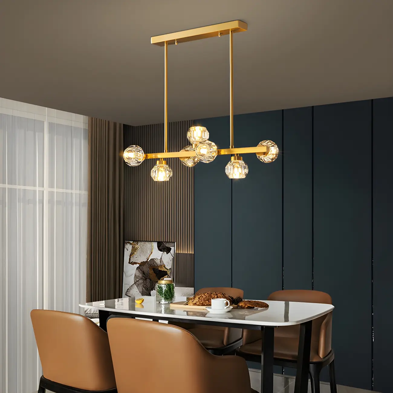 Modern Gold Crystal Chandelier for Kitchen Island Image - 8 | homeyfad