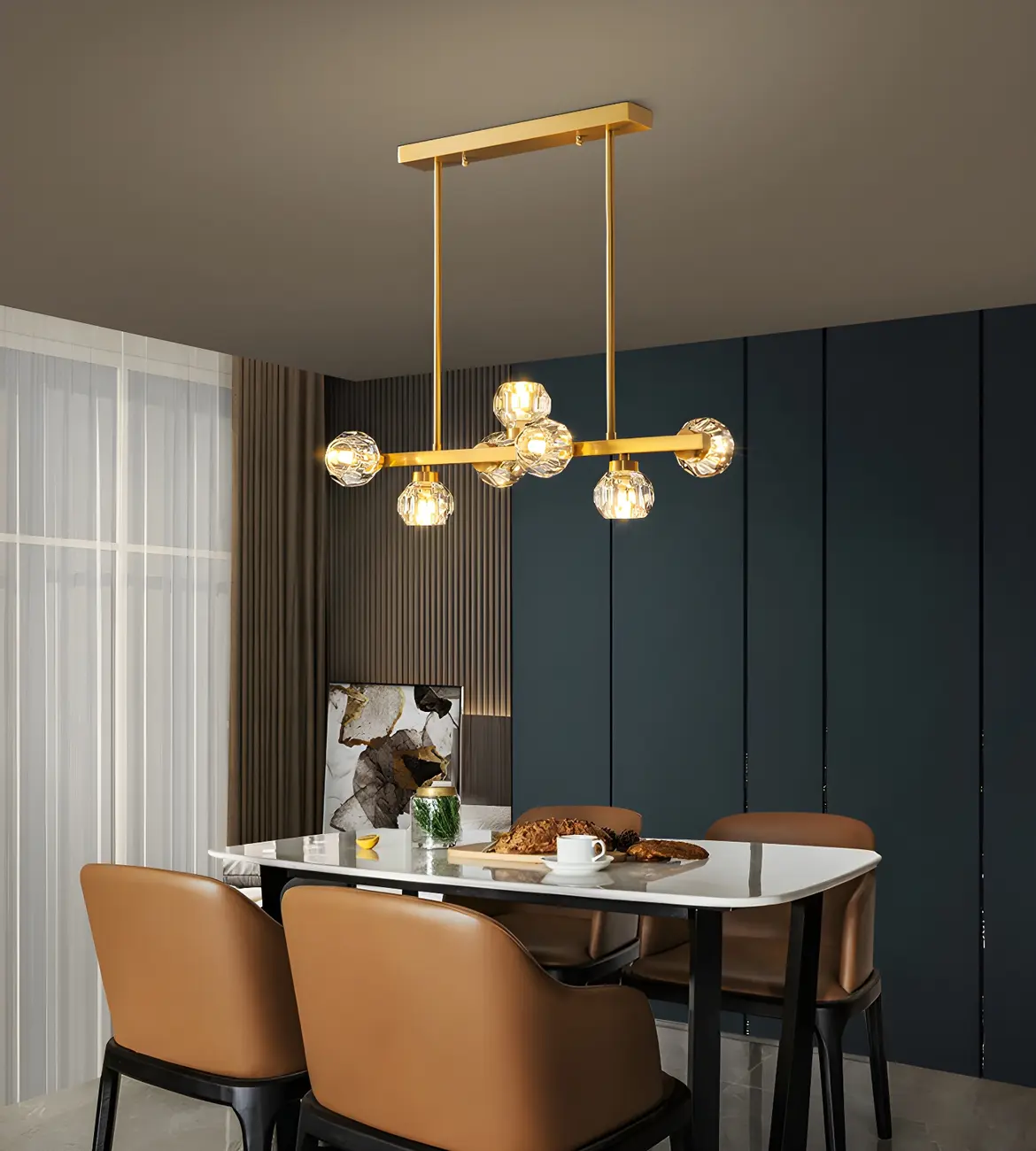 Modern Gold Crystal Chandelier for Kitchen Island Image - 16 | homeyfad